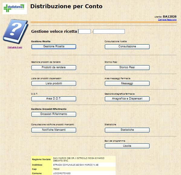 Manuale Veloce Farmacia L applicazione WebDPC è un applicazione Web e non richiede nessun tipo d installazione.