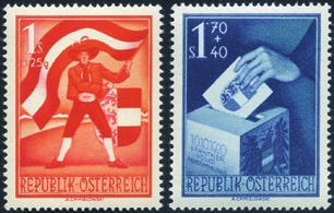 Austria - 1948/50 - Costumi regionali, n 738A/754A. Cat. 330 (**) (f).