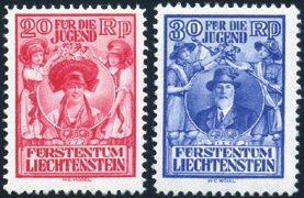 .. 120 - Liechtenstein - 1924/27 - Vedute e Allegorie nuovi tipi, n 63/71. Cat.