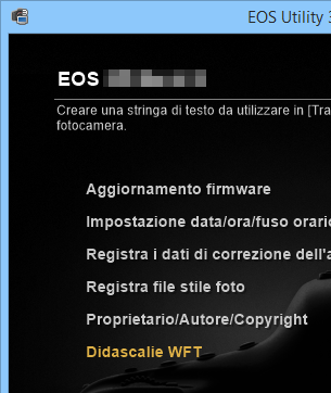 Per creare e registrare didascalie utilizzare un computer su cui sia installato EOS Utility.