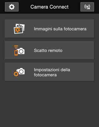 Controllo della fotocamera con uno smartphone È possibile utilizzare uno smartphone con Camera Connect installato per visualizzare le immagini memorizzate sulla fotocamera, scattare foto a distanza,