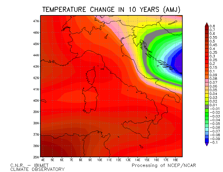 TENDENZE DELLA TEMPERATURA (fonte: NCEP) Ultima gelata primaverile Ultima gelata primaverili (gg) 115 105 95 85 75