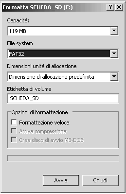 Predisposizione della scheda SD SMA Solar Technology AG 2. Alla voce File system selezionare FAT32 e fare clic su Avvia. 3. Nella cartella _Firmware_Update Vx.