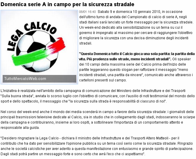 Articolo Web pubblicato in data 8 gennaio 2010 URL: