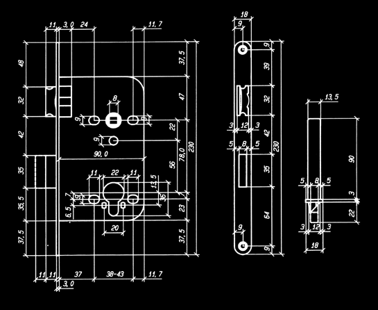 x 3 mm front plate KABA and PROFIL: