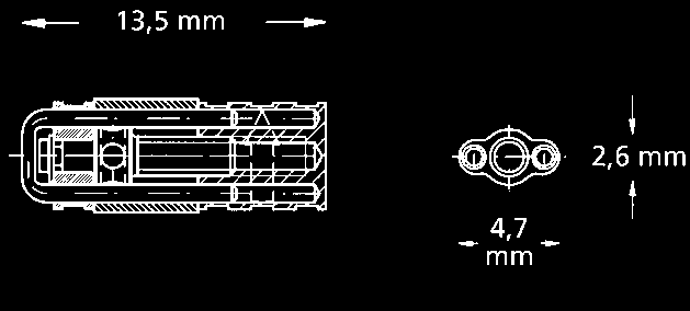 Freccia di apertura stampata. Espansione massima: 4 mm 600-500-10 1 pezzo 600-500-30 10 pezzi 600-500-60 100 pezzi Vite settoriale, media diritta Freccia di apertura in plastica gialla.