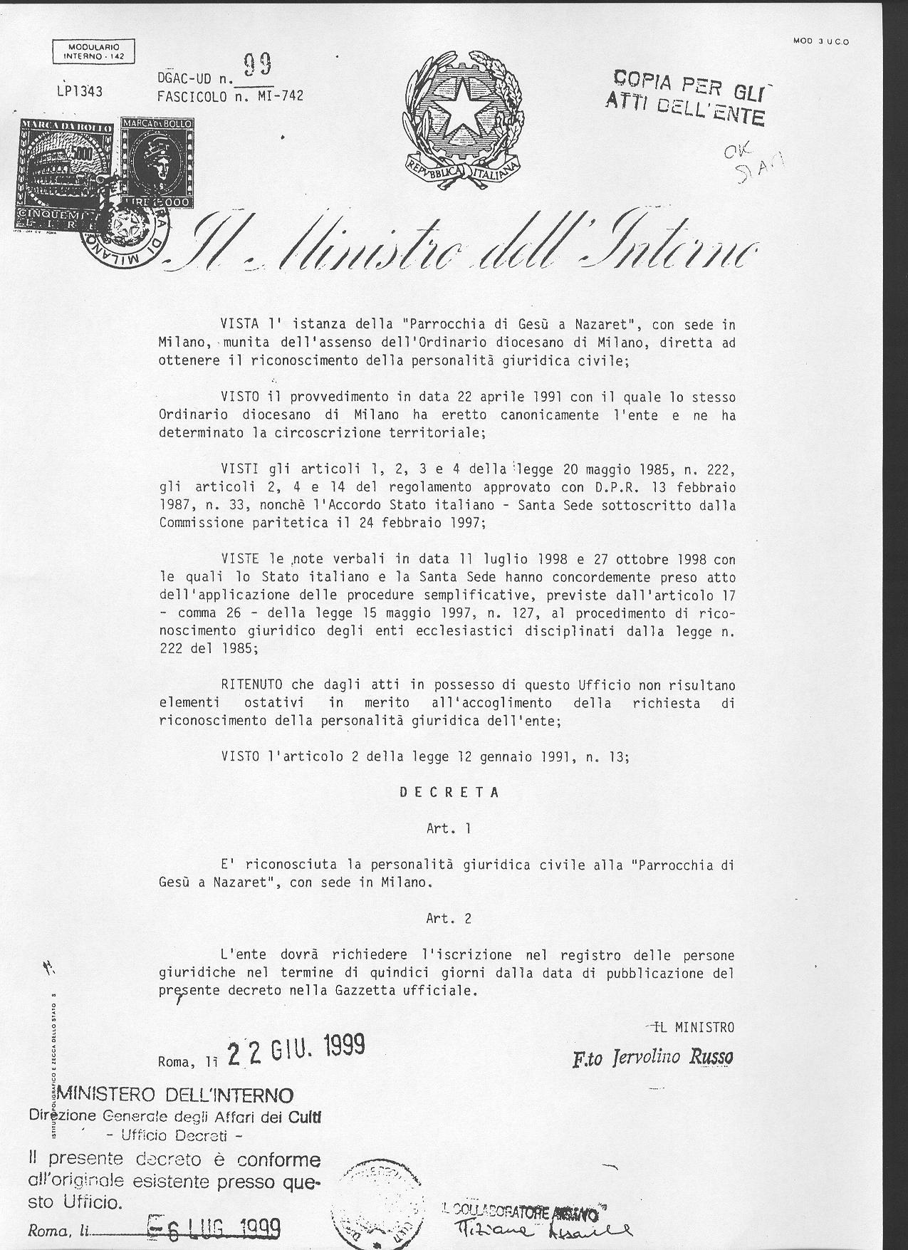 3. Il Decreto Ministeriale di riconoscimento Decreto del