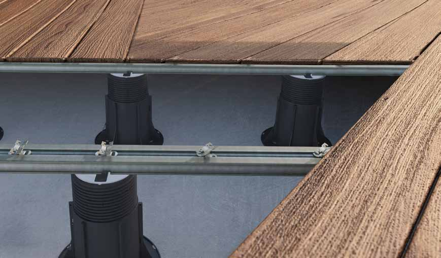 ETERNO IVICA 49 SOTTOSTRUTTURA CON SUPPORTO New maxi E TRAVETTO IN ALLUMINIO NEW MAXI SUPPORT system for aluminum joist 4 Abbattimento acustico testa Head noise reduction D L Fino a 25 db Up to 25 db