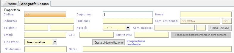 Il proprietario non è presente in banca dati in quanto proviene da fuori Regione, o non ha mai avuto altri animali registrati 1.