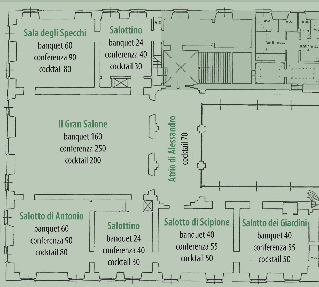 Le sale del Primo Piano Nobile