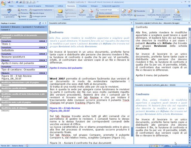 Premete Ok per avviare il confronto. Se uno dei due documenti o entrambi contengono delle revisioni, Word vi avvisa che, per il confronto, le considererà come se fossero state accettate (Figura 5).