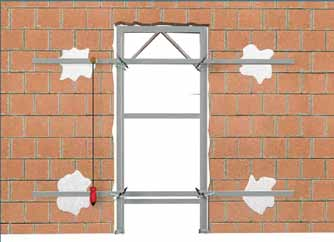 Fase di montaggio per versione MURATURA 1) Guarnizione 2) Cerniere 3) Spessori da 0,5 mm (N 4 per cerniera) 4) Spessori da 1 mm (N 2 per cerniera) 5) Serratura richiesta 6)