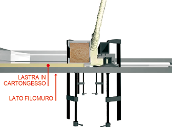 IN QUESTA FASE E VIETATO SMONTARE I DISTANZIALI DI IRRI- GIDIMENTO DAL TELAIO IN ALLUMINIO. modello a Tirare 12,5 mm Posizionare la lastra in cartongesso come indicato in figura.