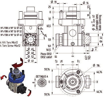 Fresatura Milling H6314H0290 1u pinza ER32 + 1u lama ø100.4 HSK F63 speciale ER32 collet + ø100.