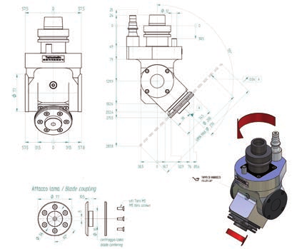 Taglio Cut H6314H0516 lama inclinazione 45 lubrificato ad olio; attacco HSK F63 speciale oil lubricated with inclined blade 45 ; HSK F63 custom coupling Velocità di rotazione elettromandrino /