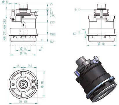 Flottanti/Copiatori Floating/Copier 6714A2327 copiatore pinza ER25; attacco HSK F63 copier ER25 collet; HSK F63 coupling Velocità di rotazione elettromandrino / Electrospindle rotation speed