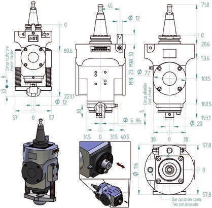 Vari Special H6314H0354 sega lama oscillante; attacco ISO 30; reciprocating knife cutter; ISO 30 coupling Velocità di rotazione elettromandrino / Electrospindle