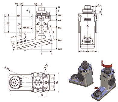 Vari Special H6314H0572 attacco HSK F63 per fori inclinati 15 su lato inferiore del pannello 15 inclined holes on lower faces of the panel; HSK F63 coupling Velocità di rotazione elettromandrino /