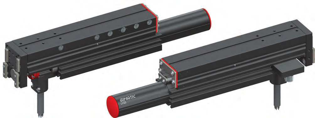 Sensori magnetici di Homing opzionali. Compatibile con le guide lineari elettriche LVP Electrical linear actuators Integrated linear motor. Integrated encoder sensor.