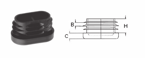 Scivoli angolari con lamelle Tappi per tubi ovali piatti / scivoli Tappi con lamelle senza indicazione dello spessore del tubo generalmente sono adatti per spessori da 1 a 2 mm.