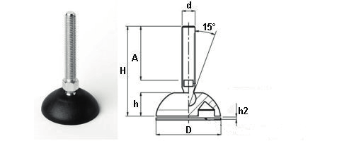 TECNODIN Piedini Tappettini in gomma - antisdrucciolevole Opzionale: Gomma PVC colore nero, fornire come accessorio per i piedini regolabili.