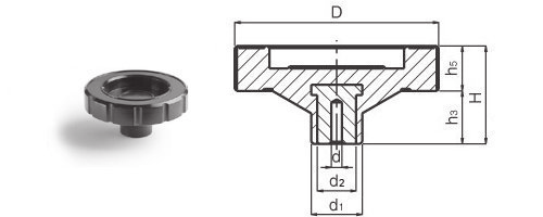 Volantini di manovra TECNODIN Volantini di manovra - forma H Materiale: Duroplasto FS 31 DIN 7708 articolo d