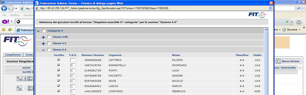 GA sezioni di gara E possibile