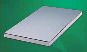 Lamiera di alluminio preverniciato in molti colori, anche RAL, dello spessore di mm 0,3.. Spessore mm. 20, 25 e 30 (tolleranza +/- 1 mm.