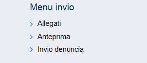 Selezionata dal menù delle funzioni autorizzate la Denuncia/Comunicazione d Infortunio, si arriva direttamente all homepage dell applicazione nella quale sono presenti menù e funzioni cui l utente