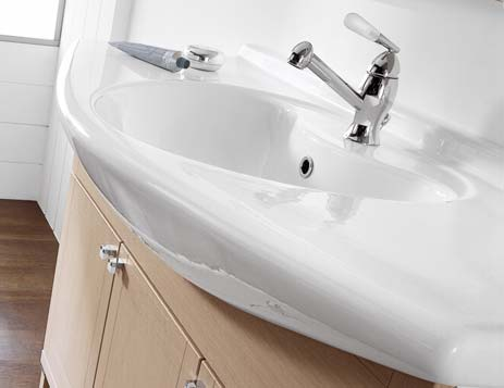 washbasin varies in size according to the space provided and perfectly fits in