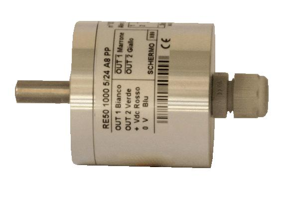 alluminio Alimentazione 8 24 Vcc o 5Vcc o 5 24 Vcc Segnali di uscita: push-pull o line driver Connettore o cavo assiale o radiale Grado di protezione IP64, optional