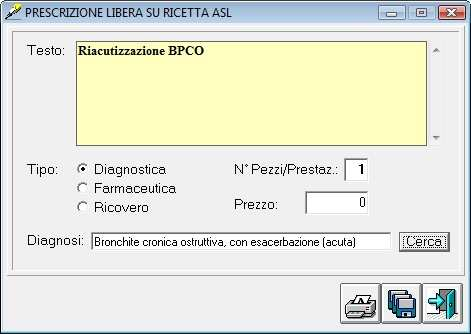 6 Come registrare un episodio di riacutizzazione BPCO Per inserire il problema di riacutizzazione BPCO (491.21) in un paziente dove non è presente procedere come segue: 1.