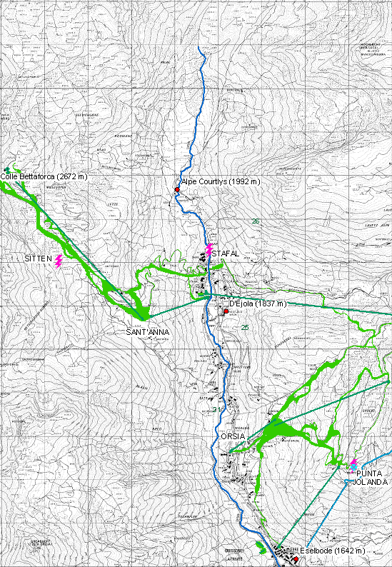 Le derivazioni sono state localizzate su corografia in Figura 2 (ritaglio della corografia riportata in Fig. 5.