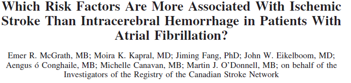 Key risk factors for ischemic stroke are also risk factors for major bleeding, including ICH.