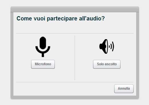 Attivando il microfono con il tasto i verrà chiesto se volete abilitare il microfono o solo ascoltare: scegliete il tasto