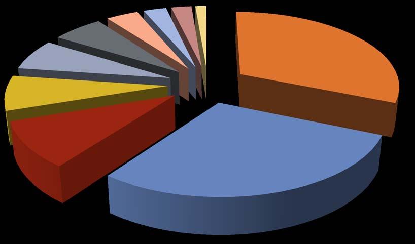 Il settore di attività delle partecipate estere Oltre il 40% delle partecipate estere è attivo nel Commercio 6,6% 6,0% 3,8%