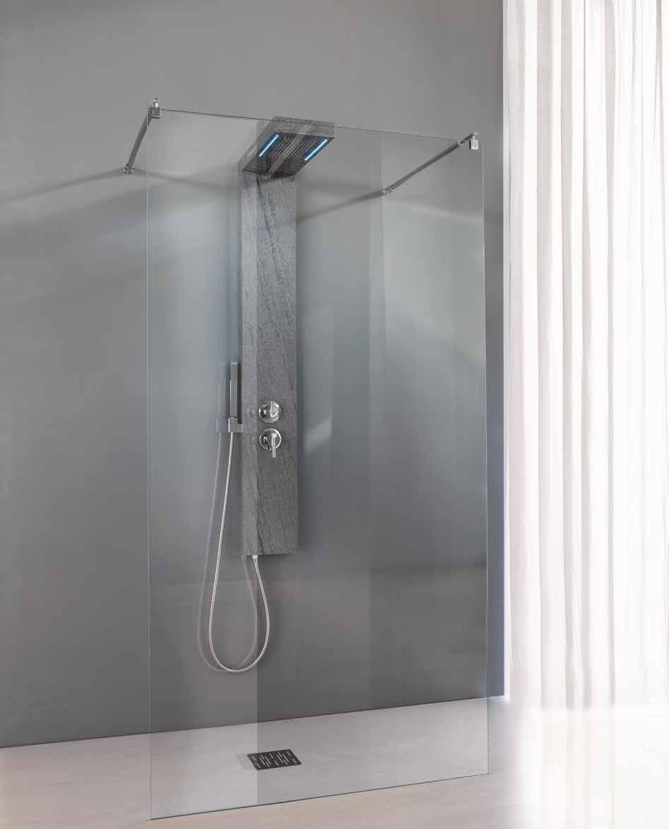 cm _ colonna doccia Pietra con luce a led vetro 8mm soluzione open _ Stone shower column with LED light