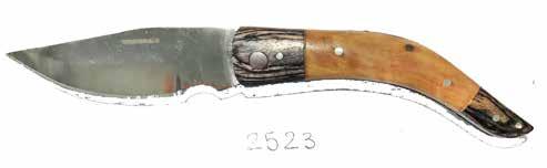 2519 Coltello manico in legno bicolore - lama acciaio inox cm 9 lunghezza aperto cm 20