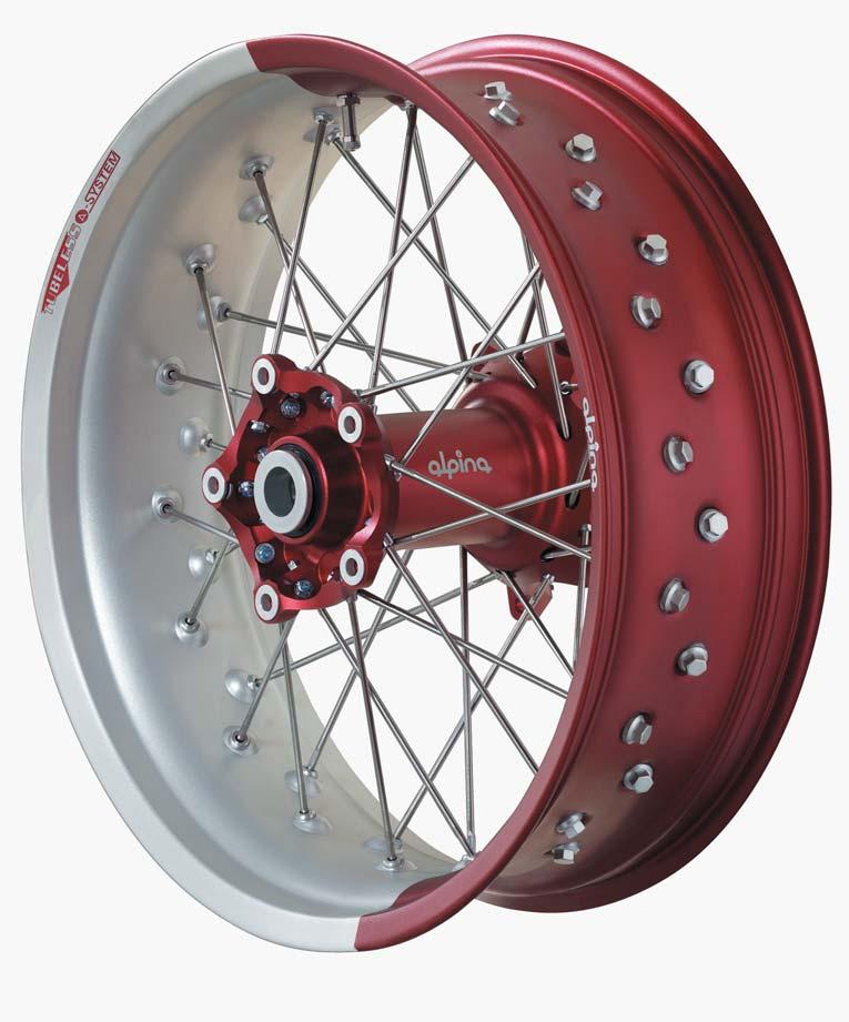 RUOTA ALPINA A-SYSTEM SUPERMOTO TEAM REPLICA SERIES Range of SuperMoto wheels realized with special designed hubs - solid piece machined aluminium.