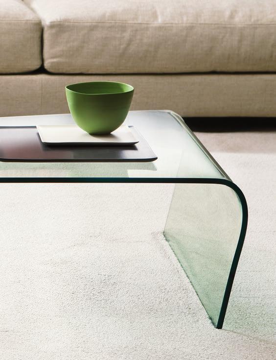 Coffee table in curved natural glass. coffee table cod.