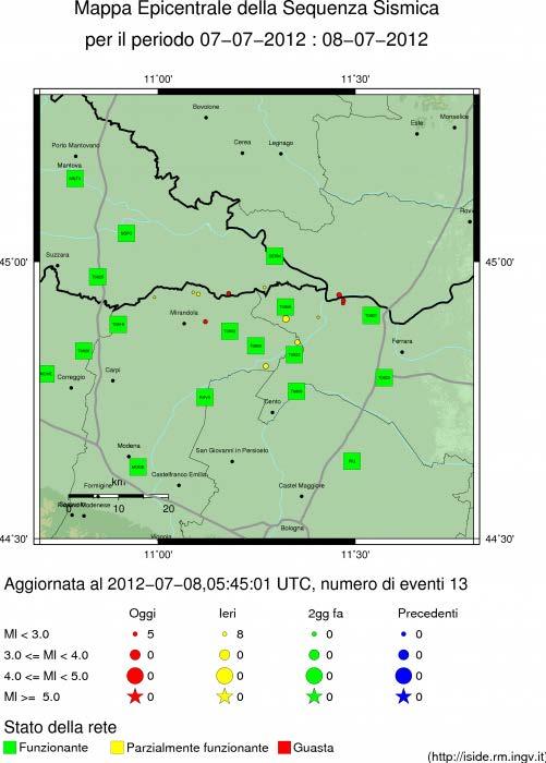 MAPPA EPICENTRALE DELLA SISMICITA DELLE ULTIME 24 ORE Pagina