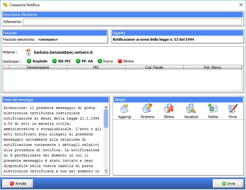 Page 7 of 35 Figura 3 Creazione Notifica Scrivere nel campo ad inserimento manuale Riferimento una descrizione dell atto: trattasi di elemento assolutamente discrezionale che serve all