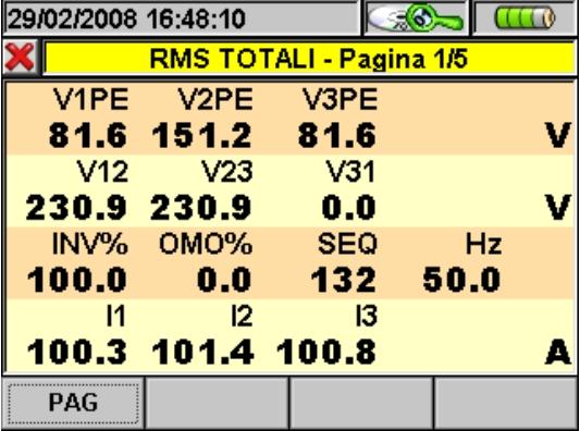 All interno di questa pagina sono attivi i seguenti tasti: Il tasto F1 (o la voce PAG sul display) avanza alla pagina successiva di valori salvati.