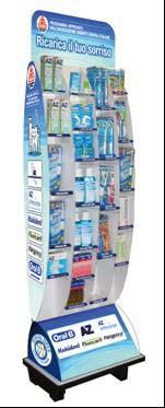 DISPLAY ORAL CARE DENTAL DAYS Composizione: 84 spazzolini misti OralB, 36 fili misti, 6 set interdentale, 12 FLOURINSE collutorio, 6 dentifricio STAGES, 26 Kukident misti, 12 AZ15, 2 AZ ws, 6