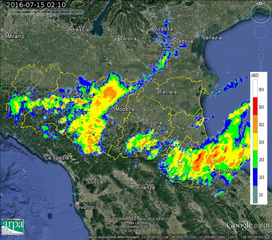 UTC, producendo, come riportato in Sezione 3, cumulate di precipitazione molto elevate.