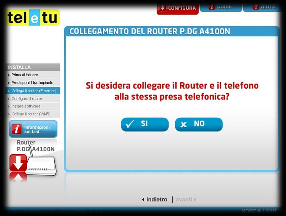 Router e la presa elettrica, clicca su Avanti in basso a