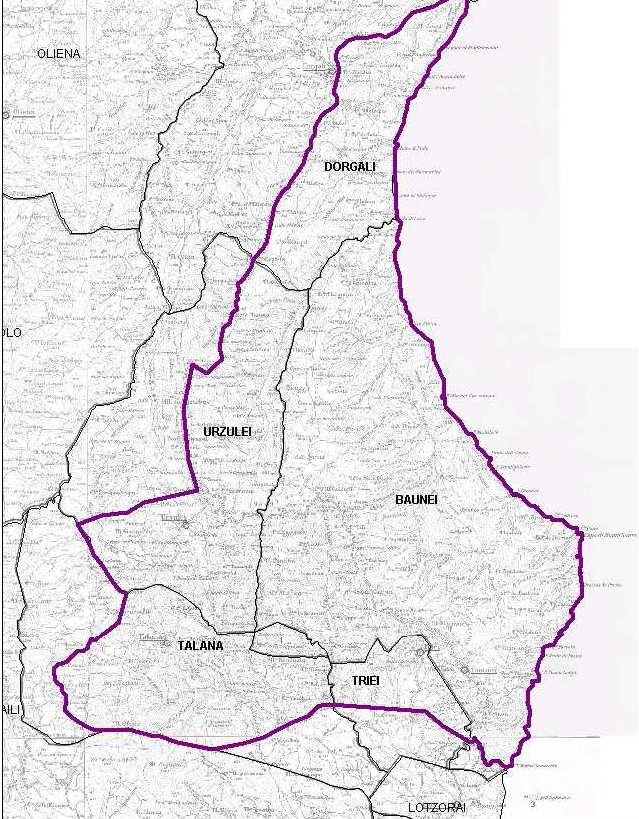 Delimitazione Zona Infetta selvatico Urzulei-Baunei La zona infetta del selvatico comprende parte dei territori di Dorgali, Urzulei, Talana, Triei e Baunei.