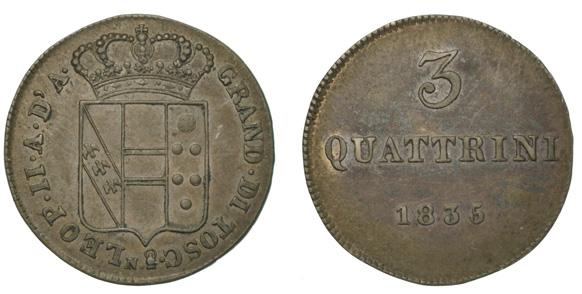 R/ 3 QUATTRINI 1834 414 Gig., 80. MIR., 464/8. CNI., 49. g.