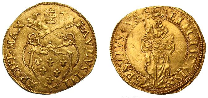 PAOLO III (1534-1549) - Scudo d'. Roma. Stemma. R/ S. Pietro. CNI. 101. Molto rara /q. 1.400 444 444 ROMA.
