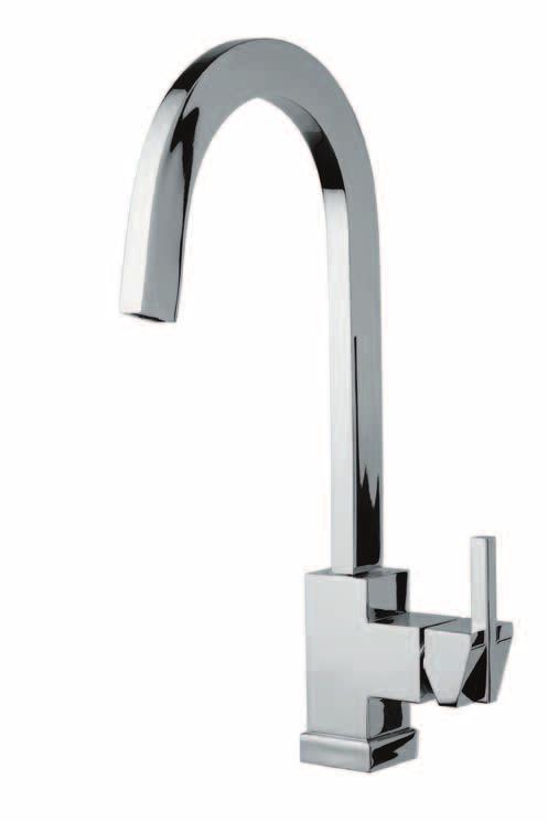 Londra CU 0560 Monocomando lavello quadrato canna rettangolare Square single lever sink mixer rectangular spout - cartuccia a dischi ceramici ø 35 mm bassa - rinforzo fissaggio in nylon di serie